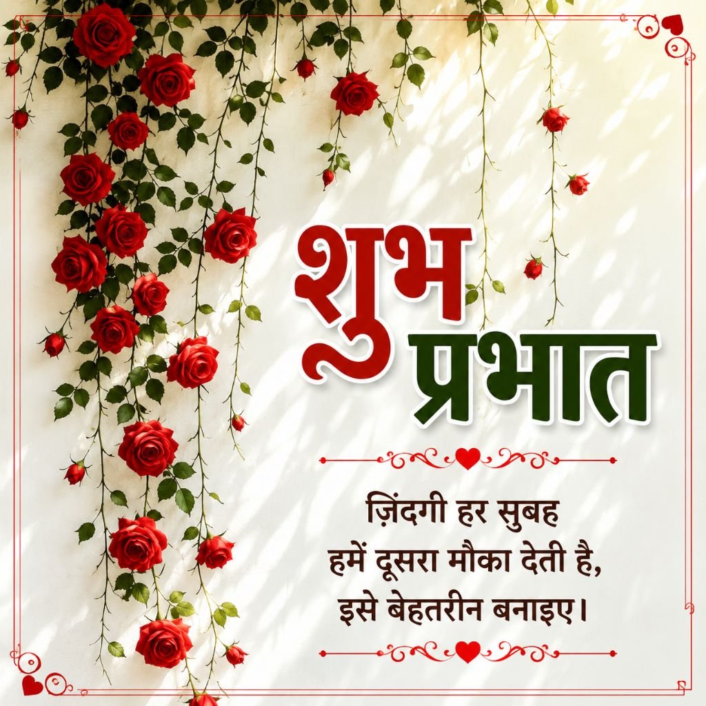 Rose Shubh Prabhat Photo in Hindi