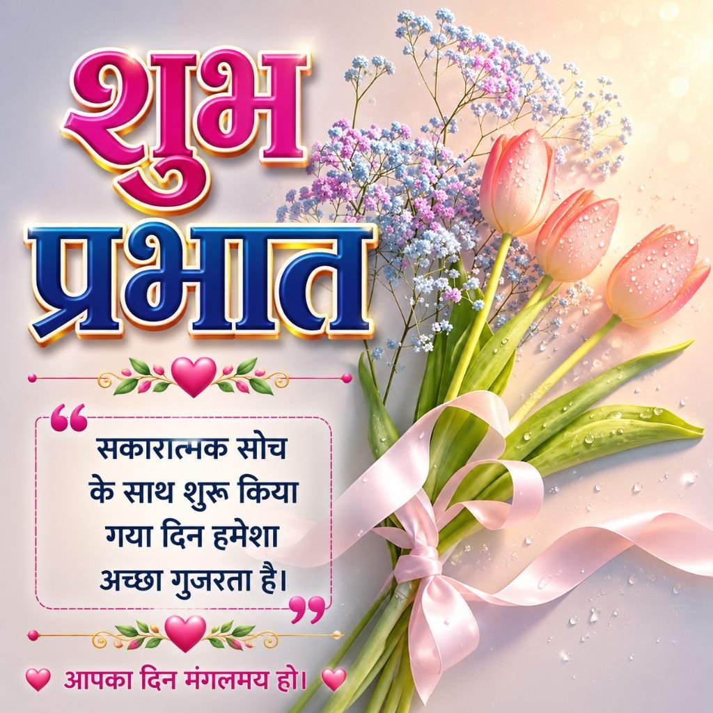 Tulip Flower Good Morning Image in Hindi