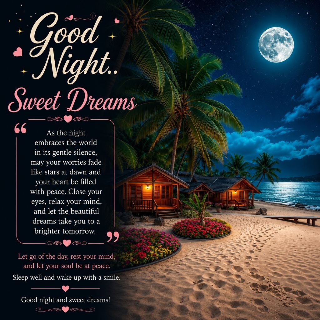 beautiful good night photo with quotes