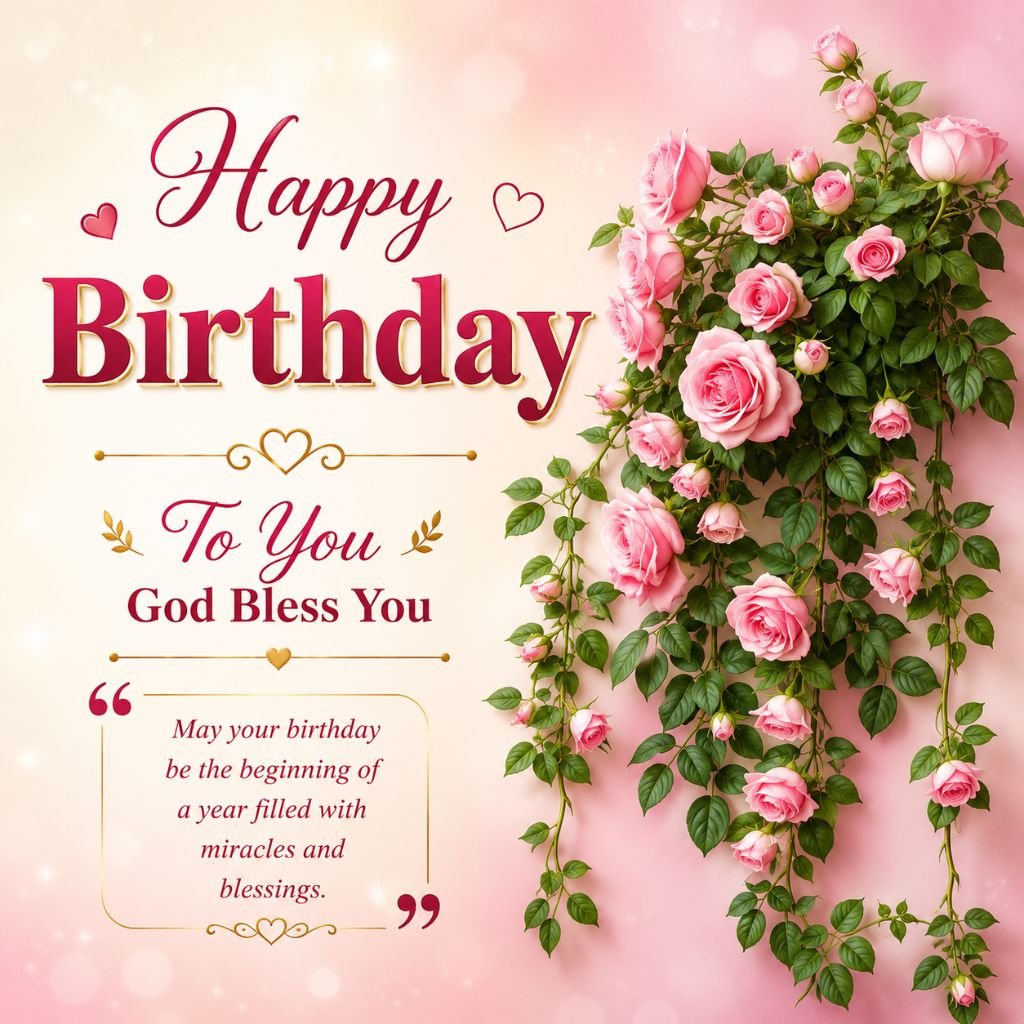 birthday pink roses image with wishes