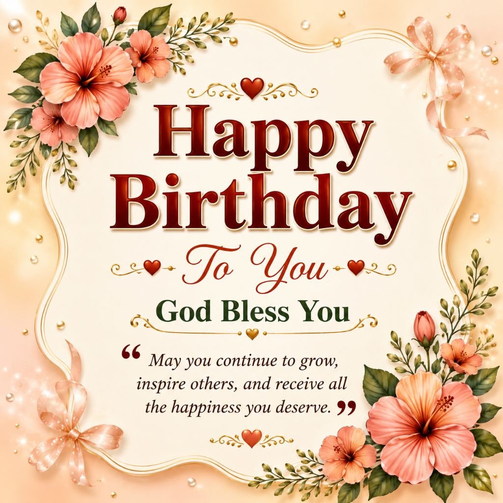 birthday wishes with flowers and hearts