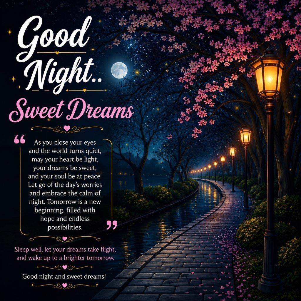 cherry blossom night image