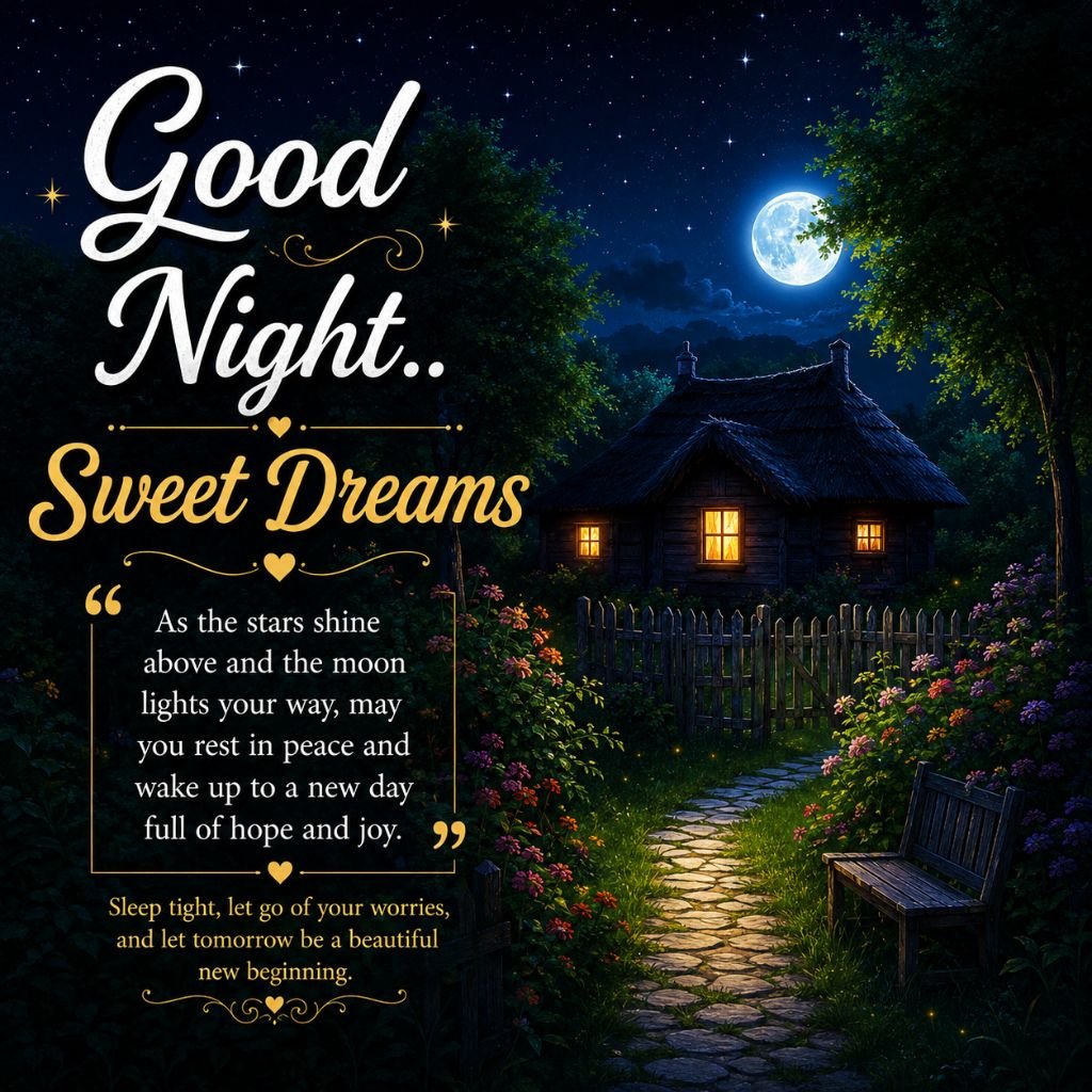 cottage good night image free download with quotes
