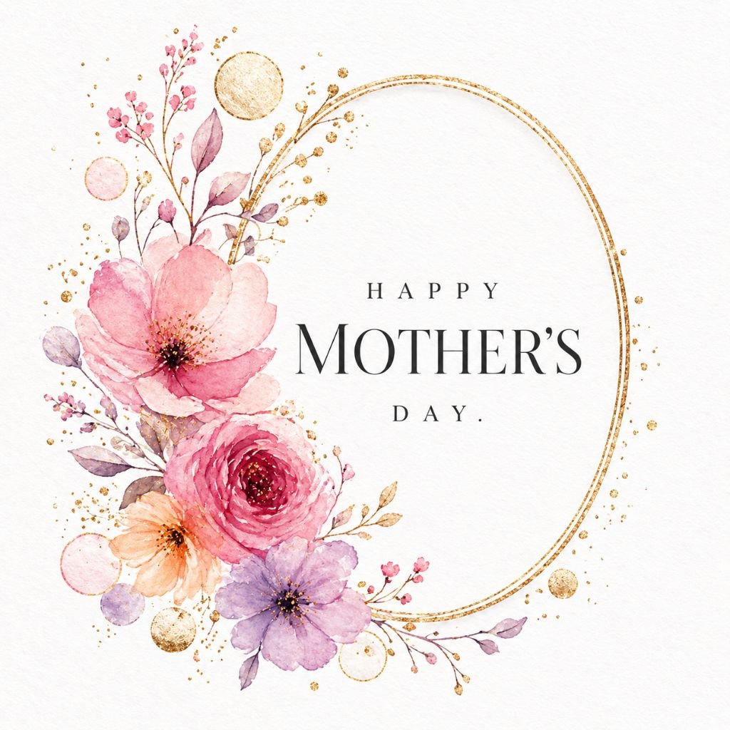 elegant happy mothers day watercolor floral wreath