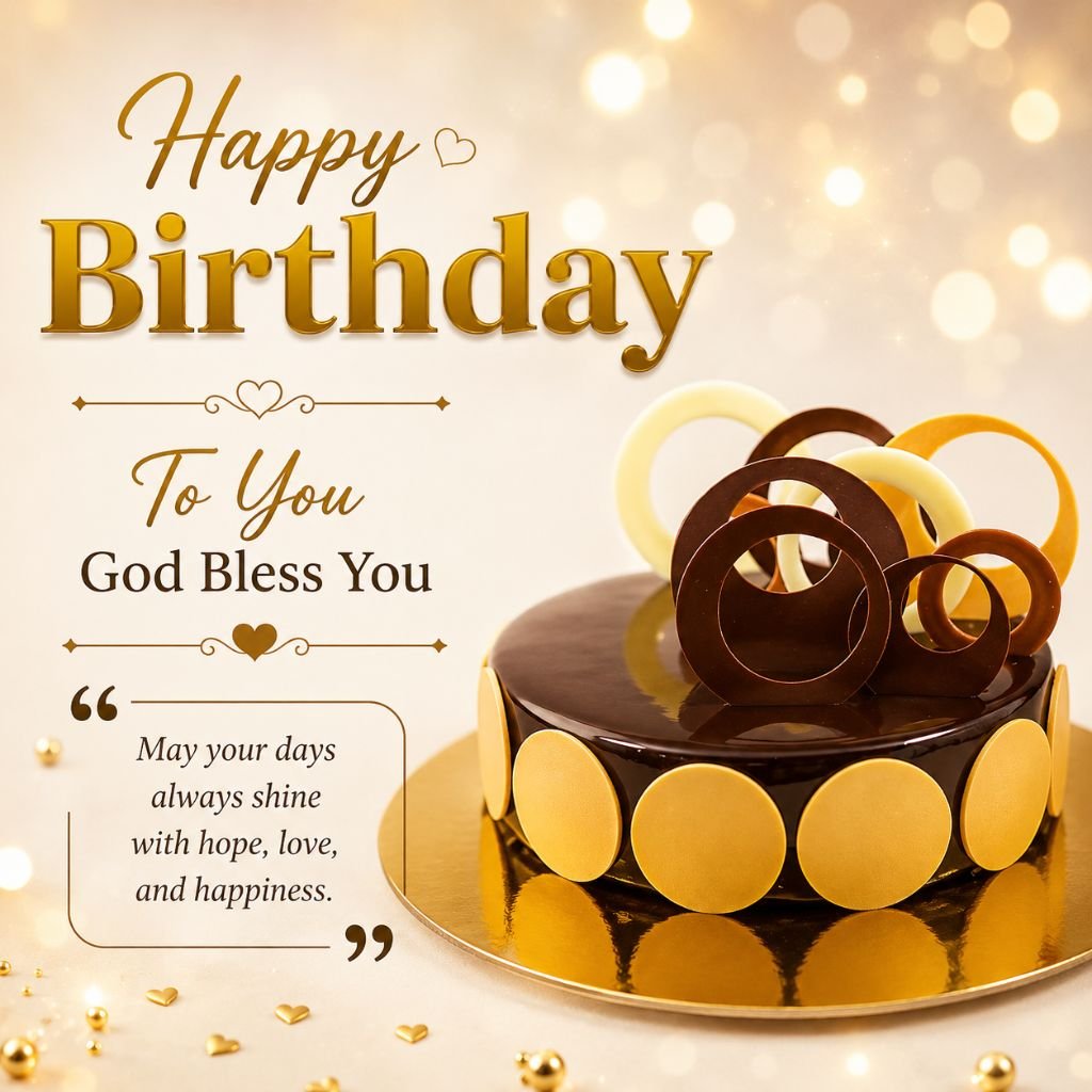 elegant simple birthday chocolate cake image with blessings