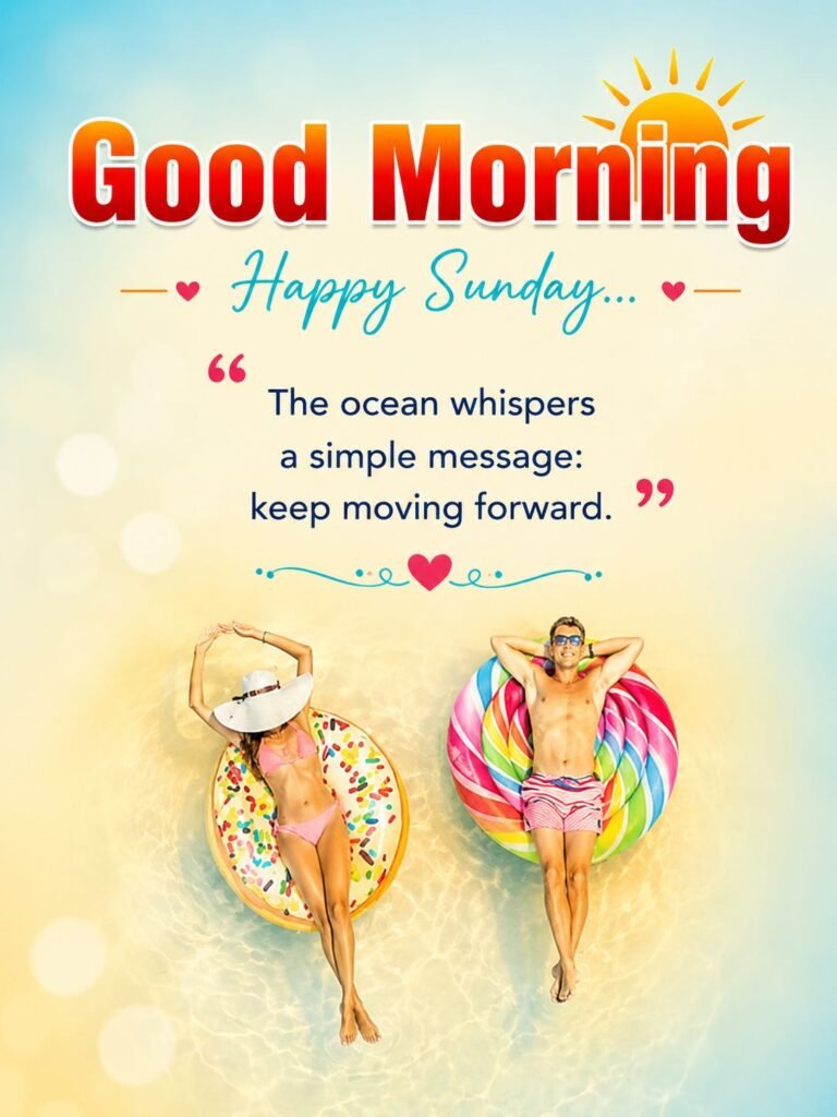 good morning happy sunday beach quote image