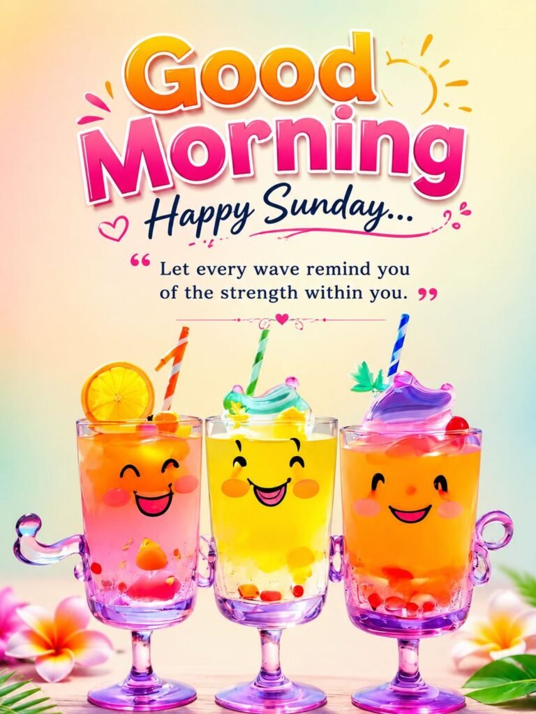 good morning happy sunday cute tropical drinks image