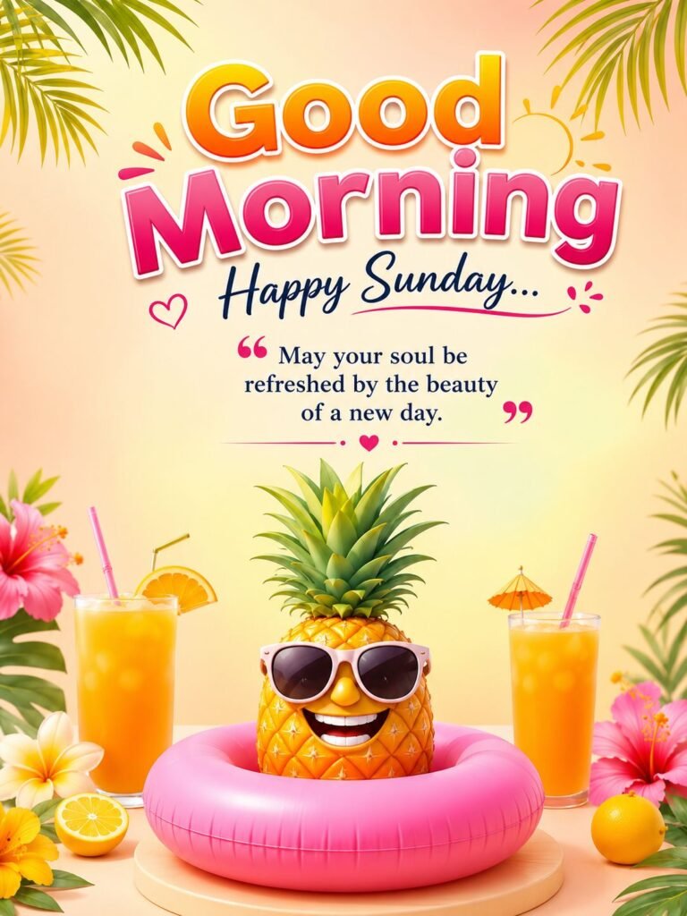good morning happy sunday pineapple smile image
