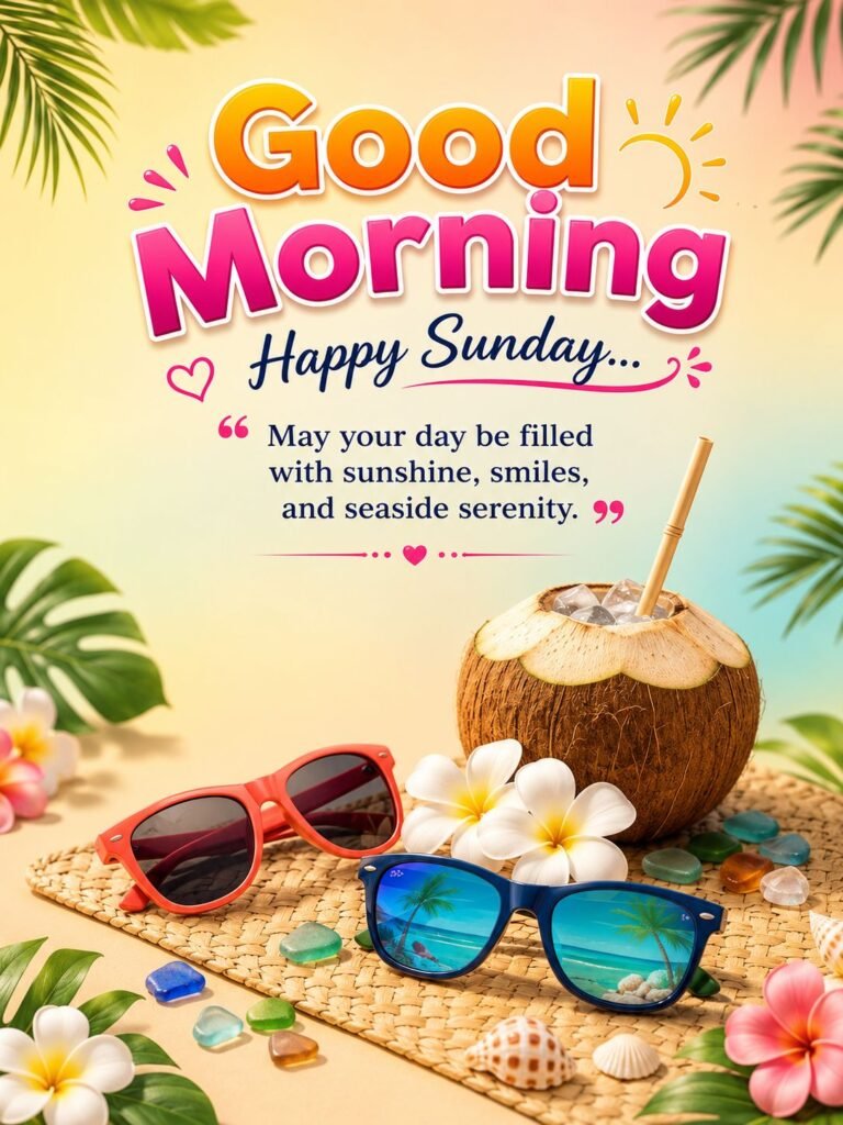 good morning happy sunday tropical beach image