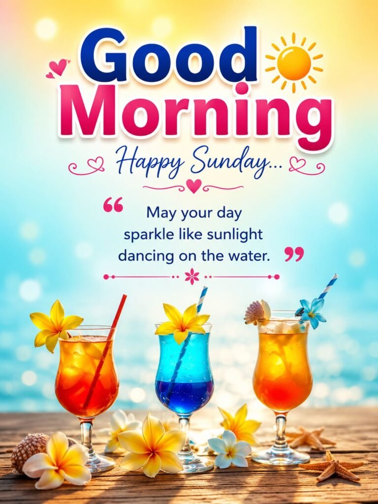good morning happy sunday tropical drinks image