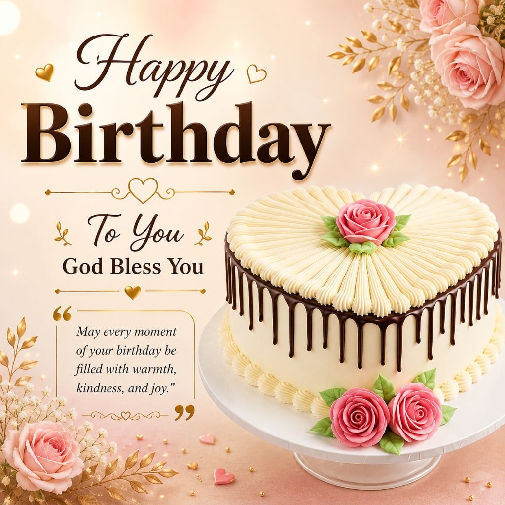 happy birthday heart cake image with roses