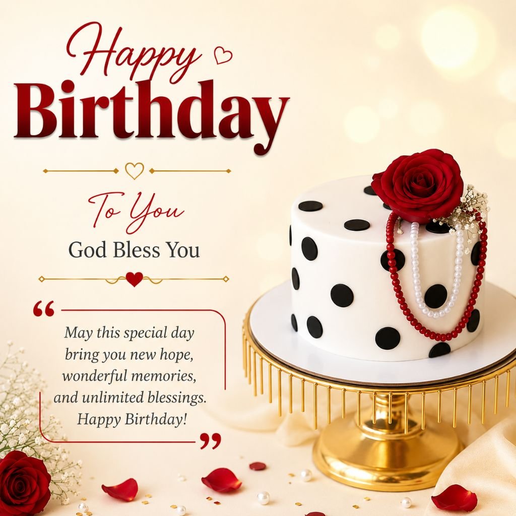 happy birthday rose cake image with blessings