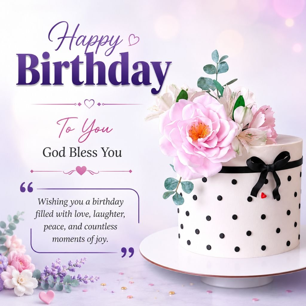 happy birthday wishes with floral cake