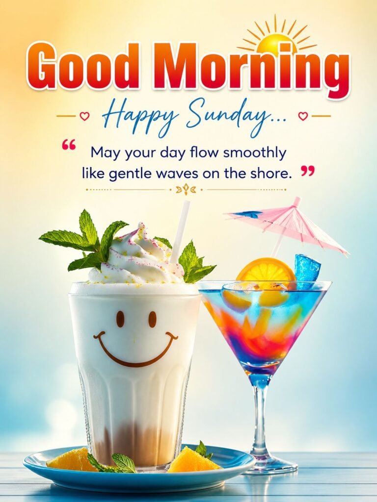 happy sunday wishes with refreshing drinks