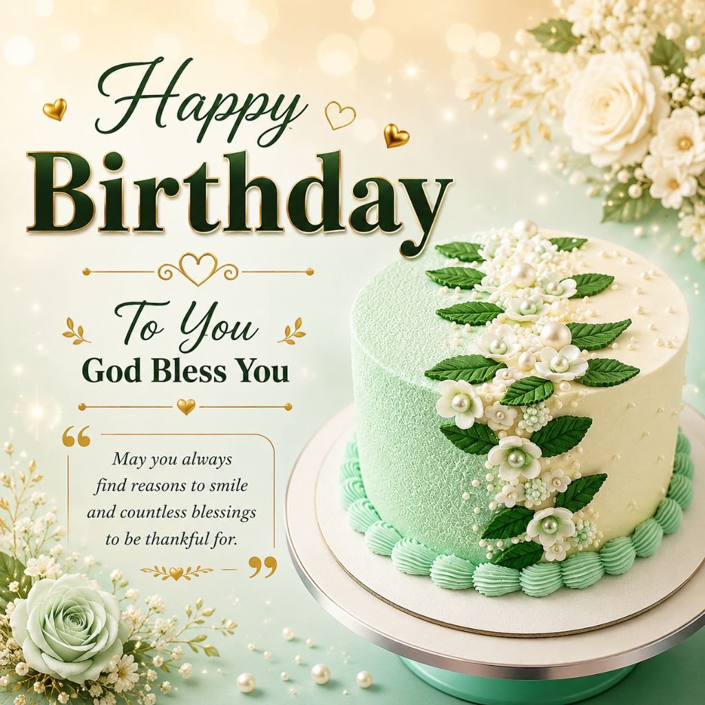 mint green floral cake image