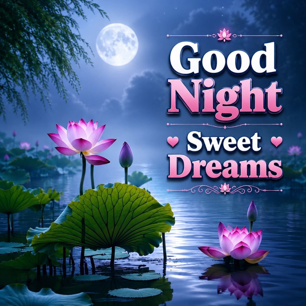 moonlight lotus lake good night image download