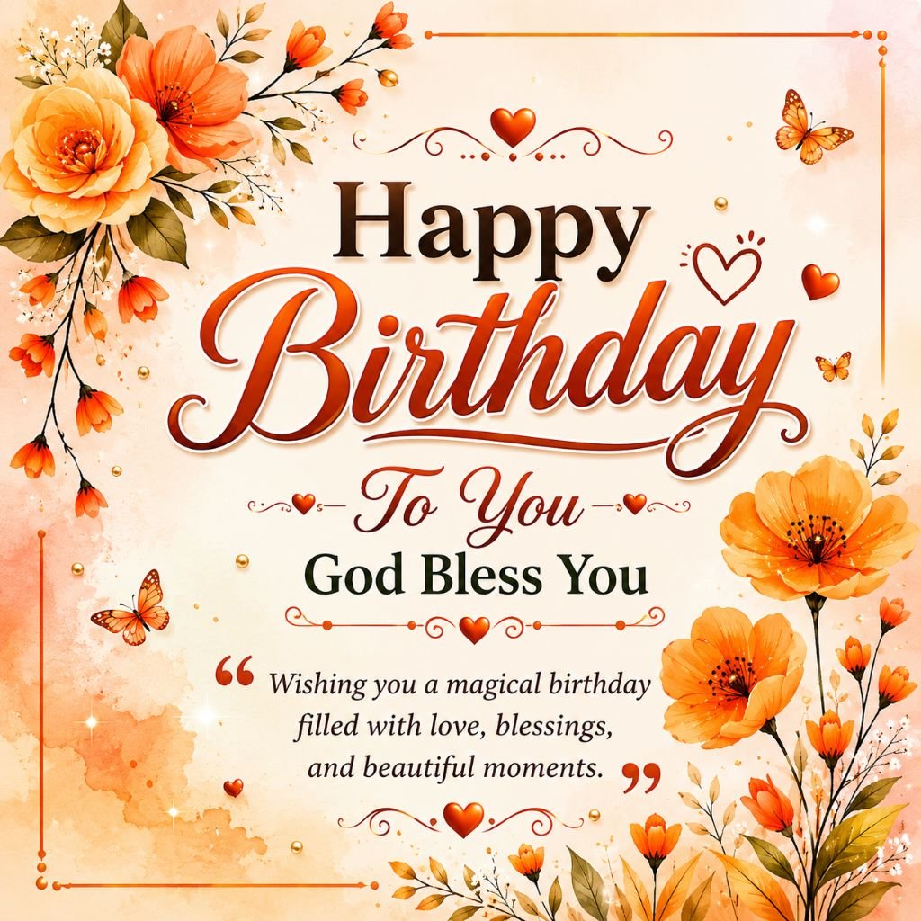 orange flowers birthday wishes image