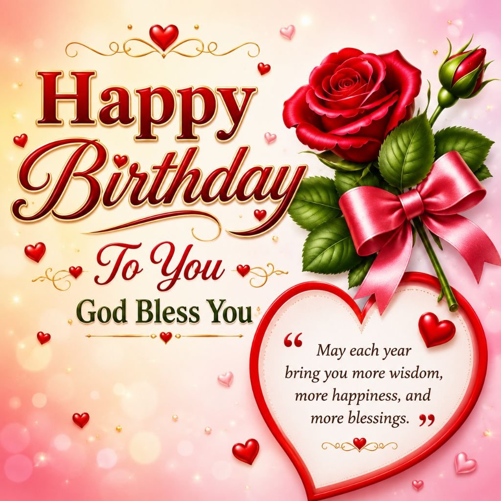 red rose birthday wishes and blessings image