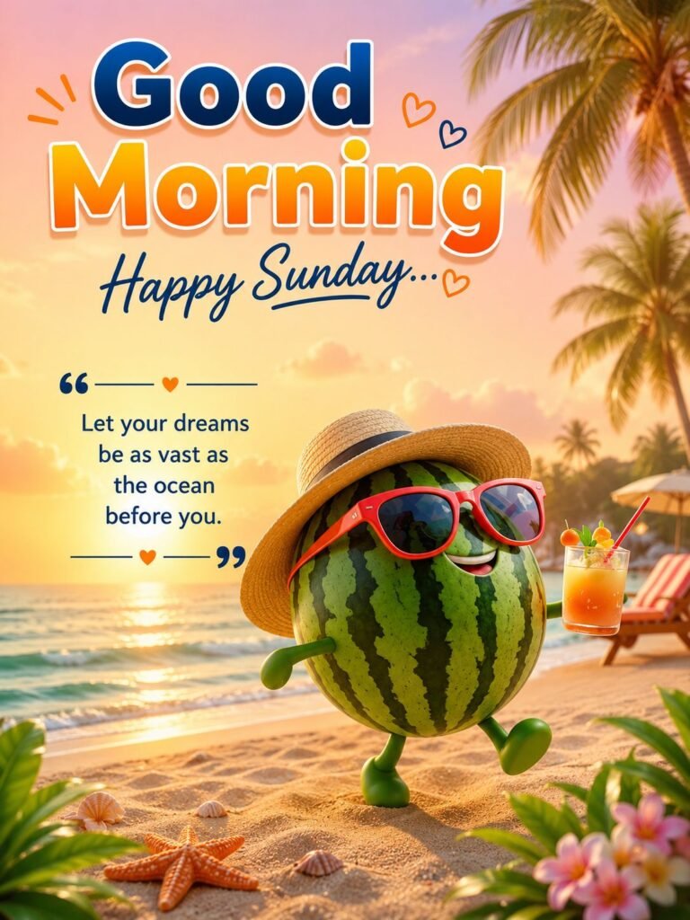 rewrite in small letters  Fun Beach Morning Quote and Positive Sunday Greetings 