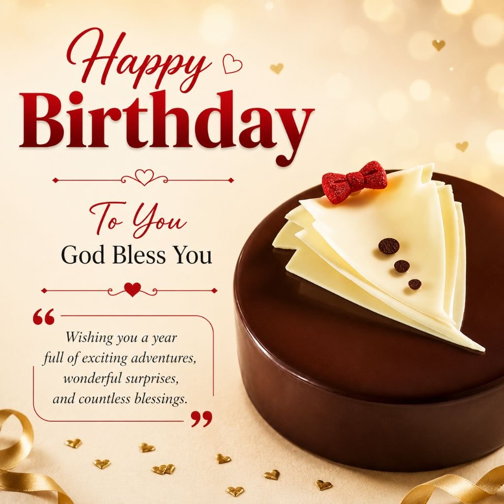simple birthday chocolate cake image with blessings