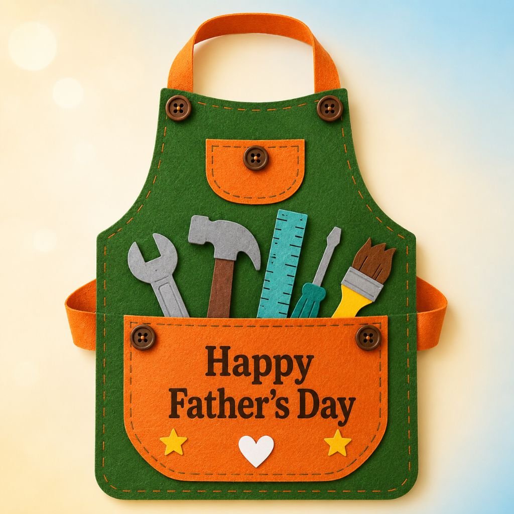 Happy Father’s Day craft apron card with dad tools
