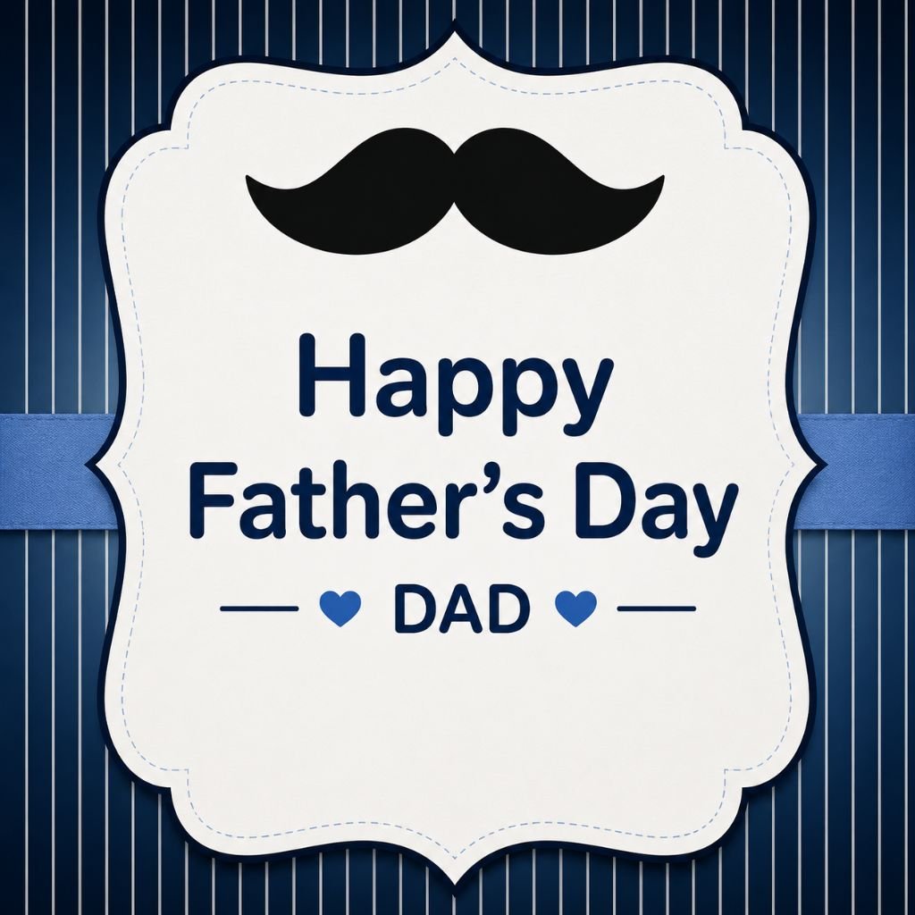 a black mustache icon Happy Fathers Day card