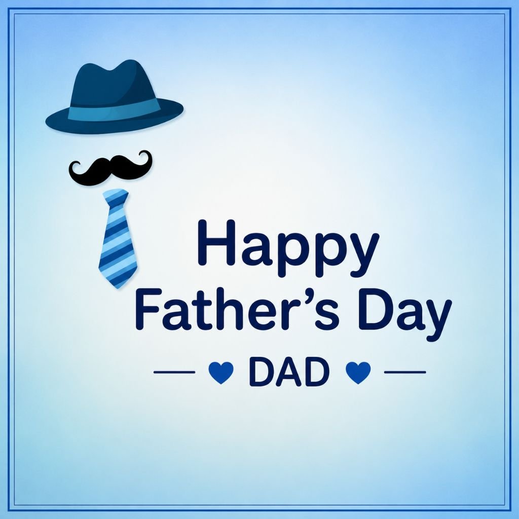 a blue hat Happy Fathers Day card