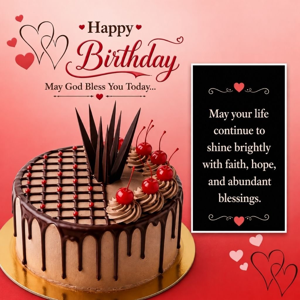 a chocolate drip cake topped with cherries birthday wishes pic for best friend