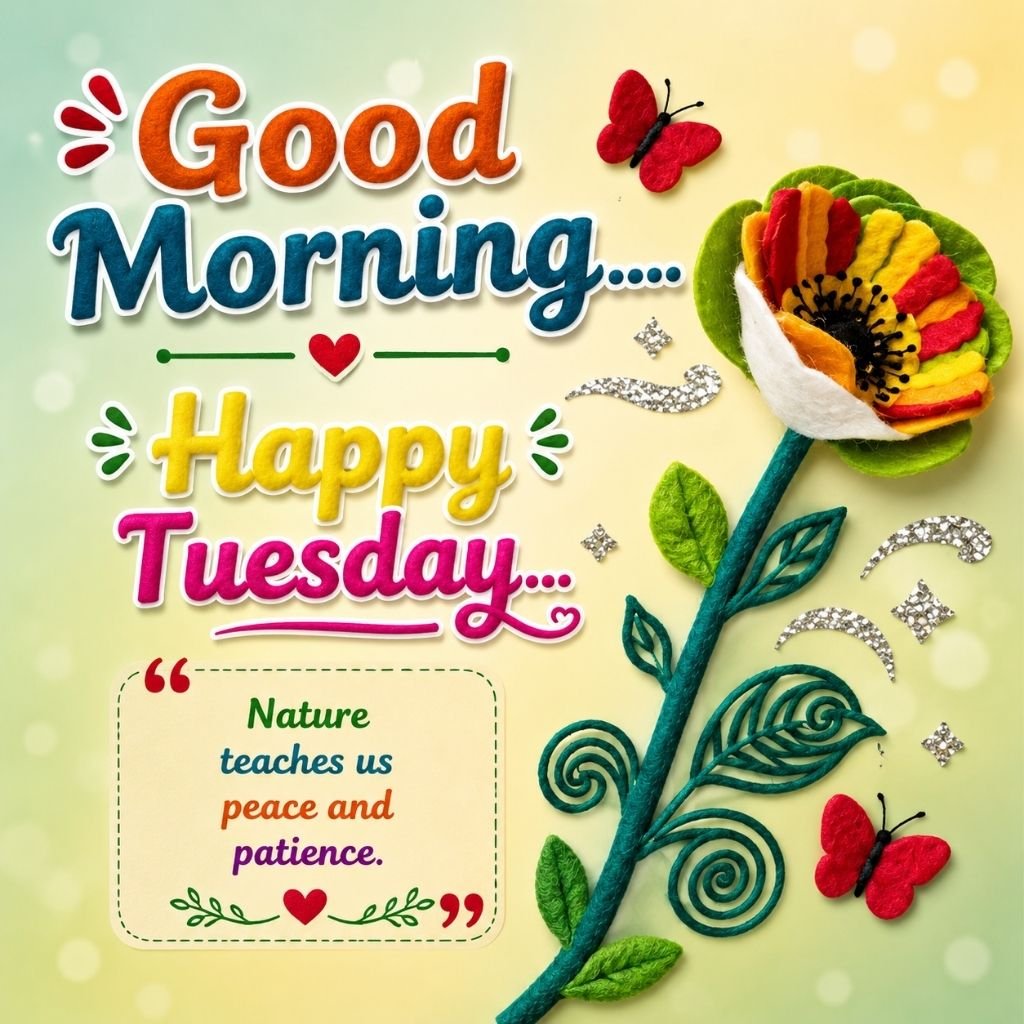 a colorful handcrafted flower with tuesday thoughts