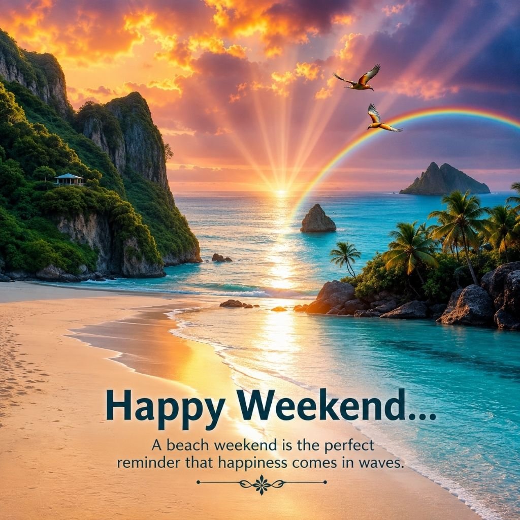 a colorful sunset happy weekend images free