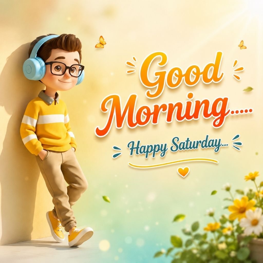 a cute cartoon boy happy weekend funny pics