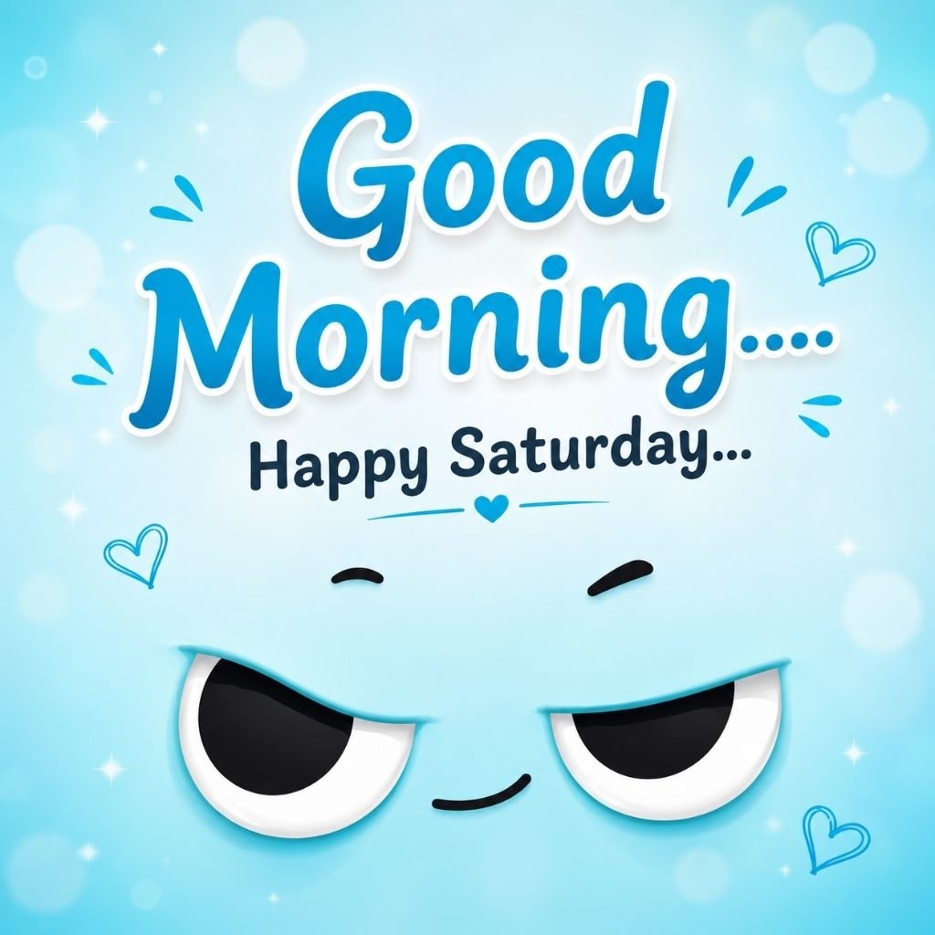 a cute mischievous cartoon face with saturday motivational images
