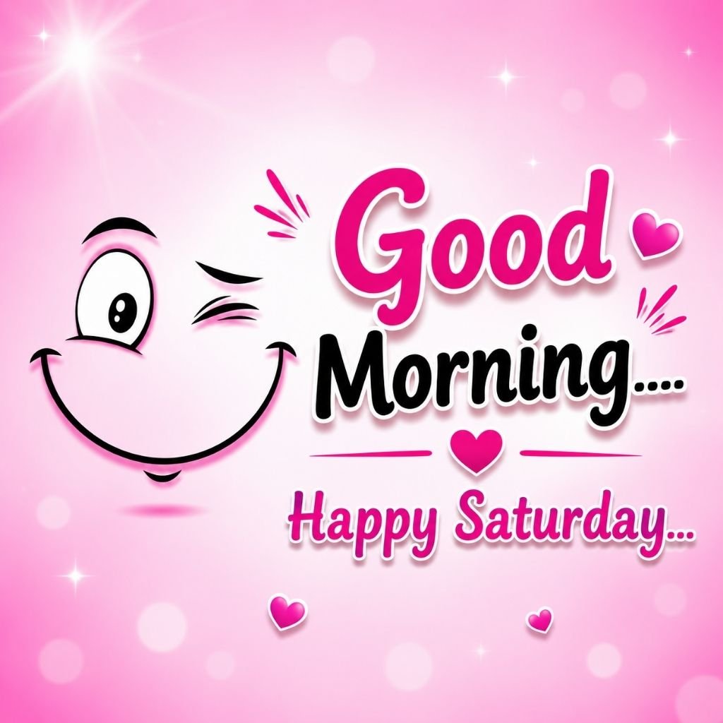 a cute pink cartoon face with funny pictures for saturday