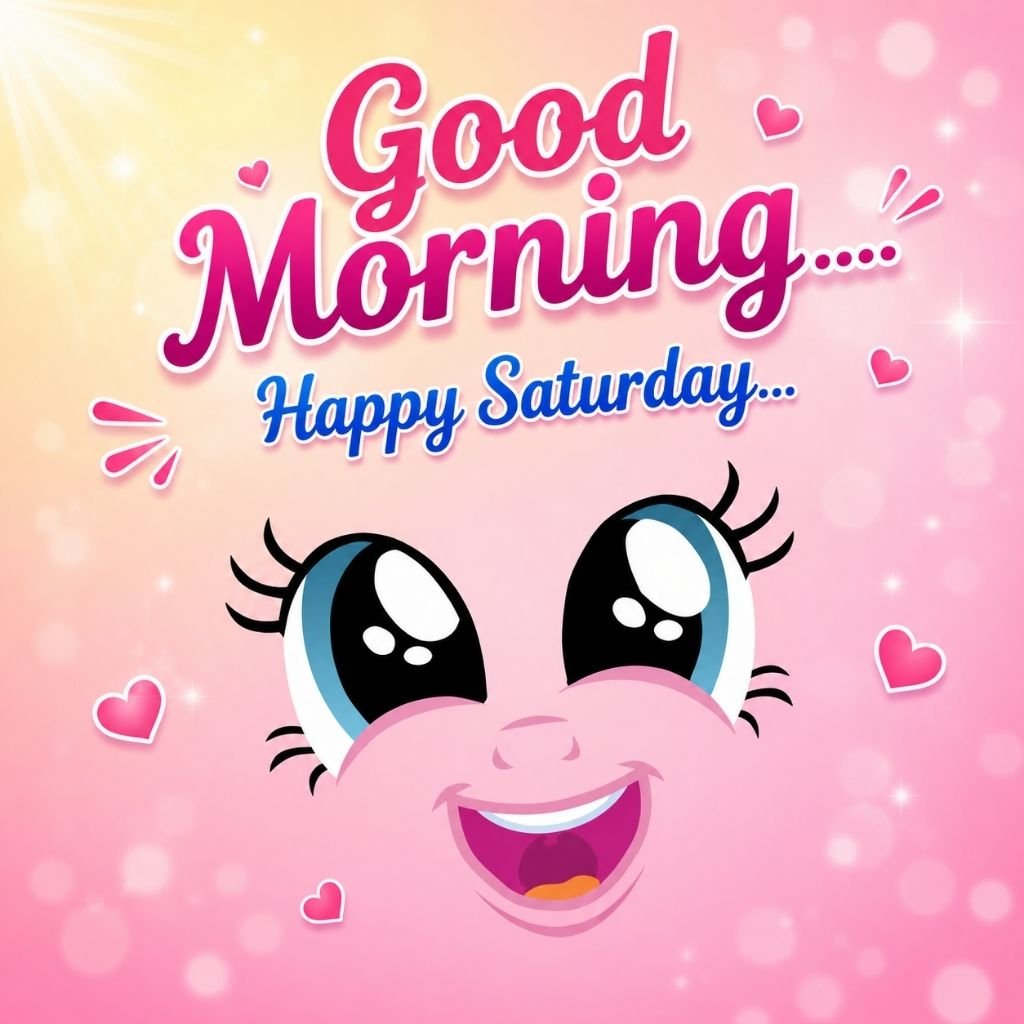 a cute pink smiling cartoon face saturday morning memes
