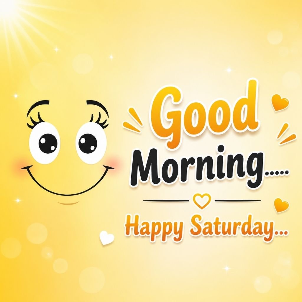 a cute smiling cartoon face with happy saturday funny