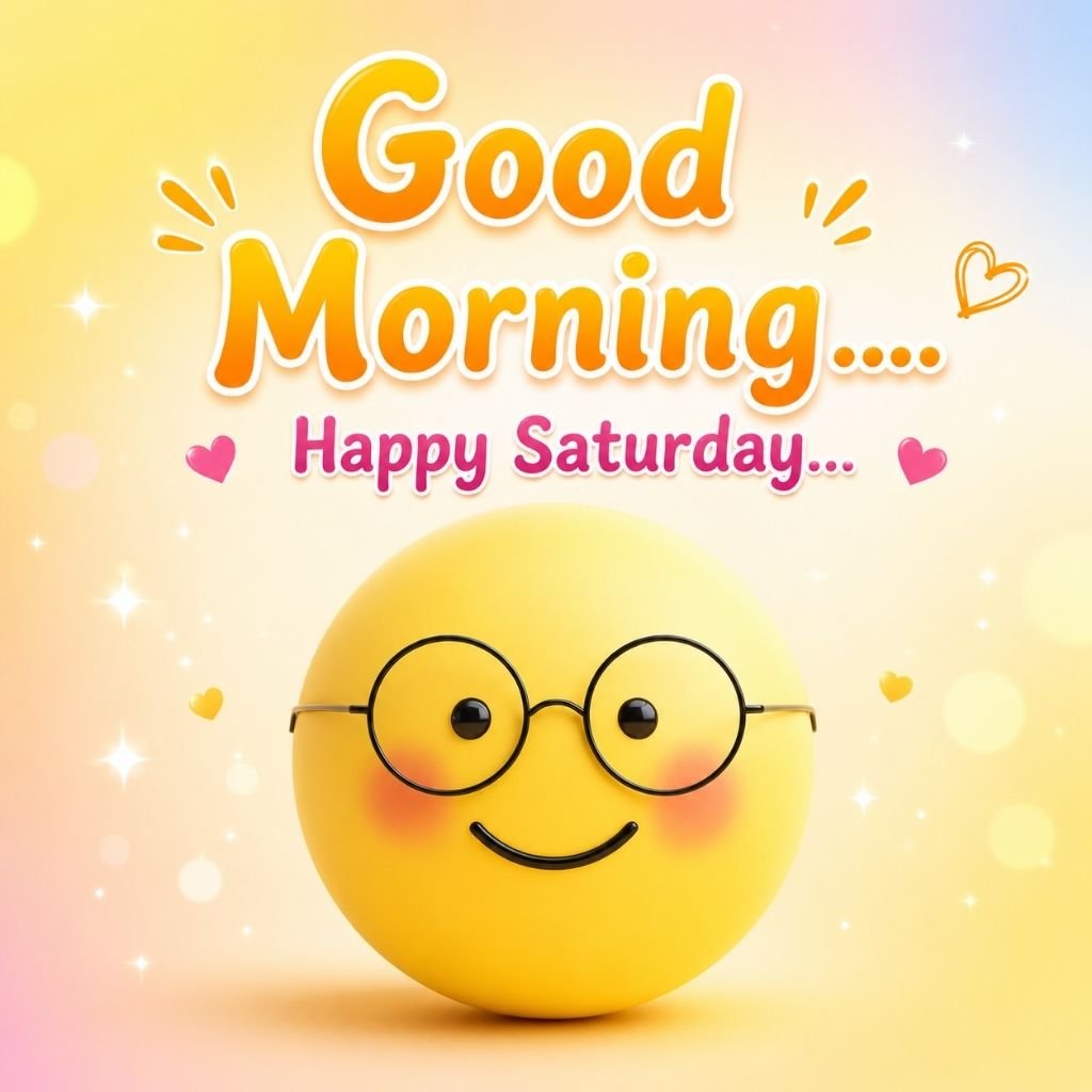 a cute yellow smiley face happy saturday quotes