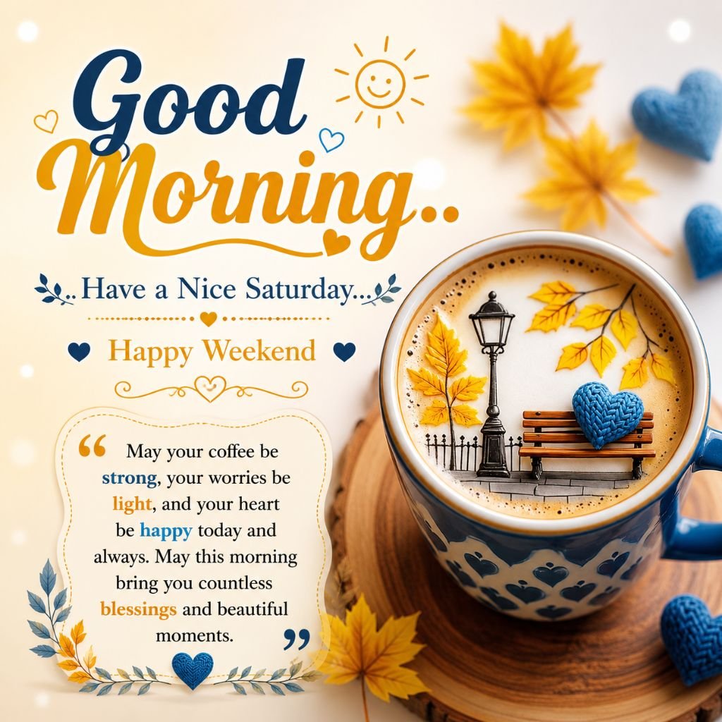 a decorative coffee cup weekend good morning saturday