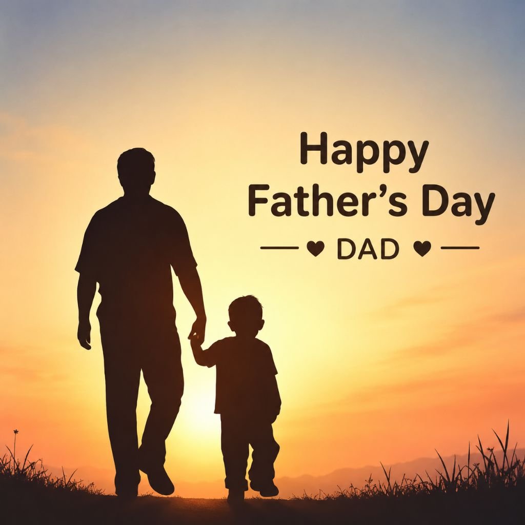 a father and child holding hands Happy Fathers Day