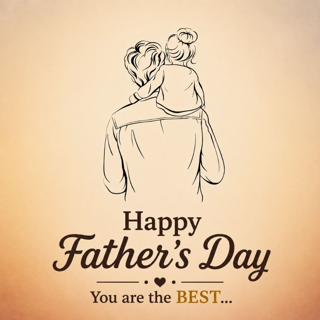 a father carrying a child on his shoulders Happy Father’s Day wishes