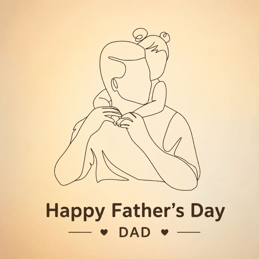 a father holding his child Happy Fathers Day line art