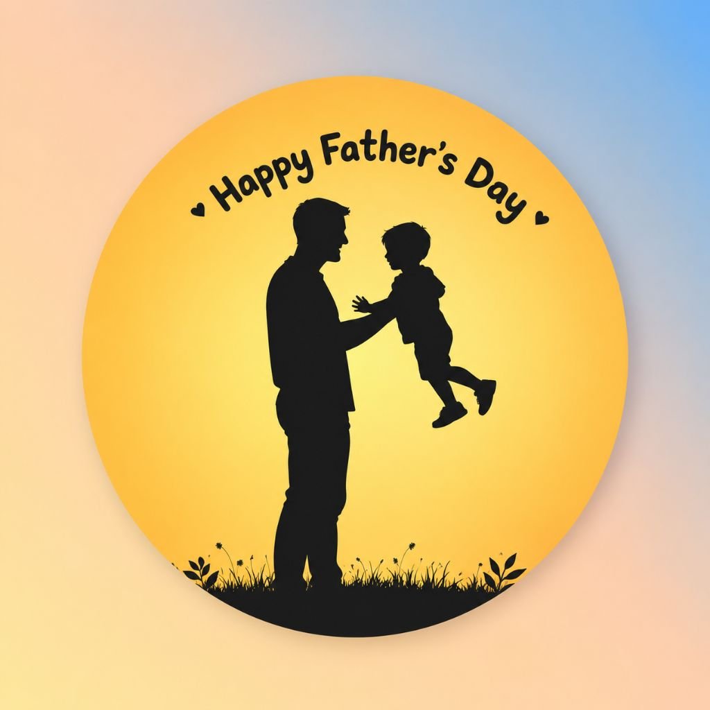a father holding his child Happy Father’s Day silhouette