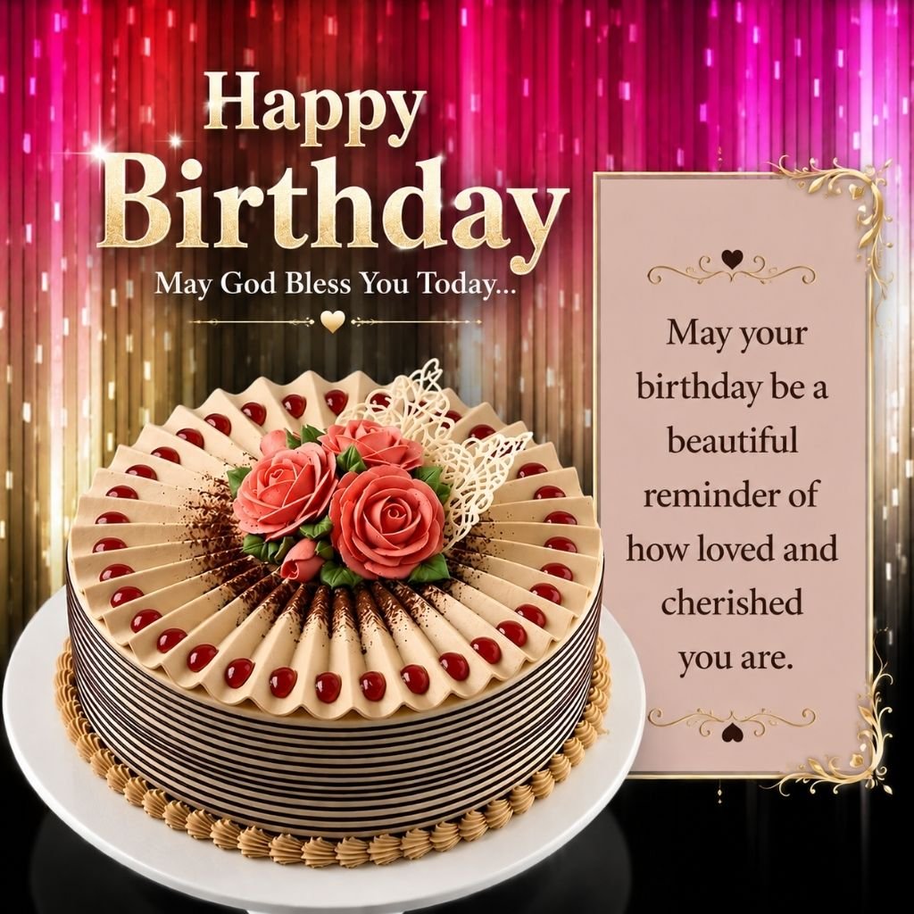 a floral designer cake birthday wishes for a friend