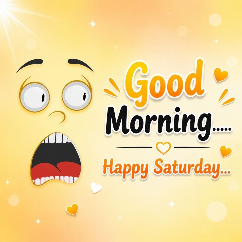 a funny surprised cartoon face with funny happy saturday pics