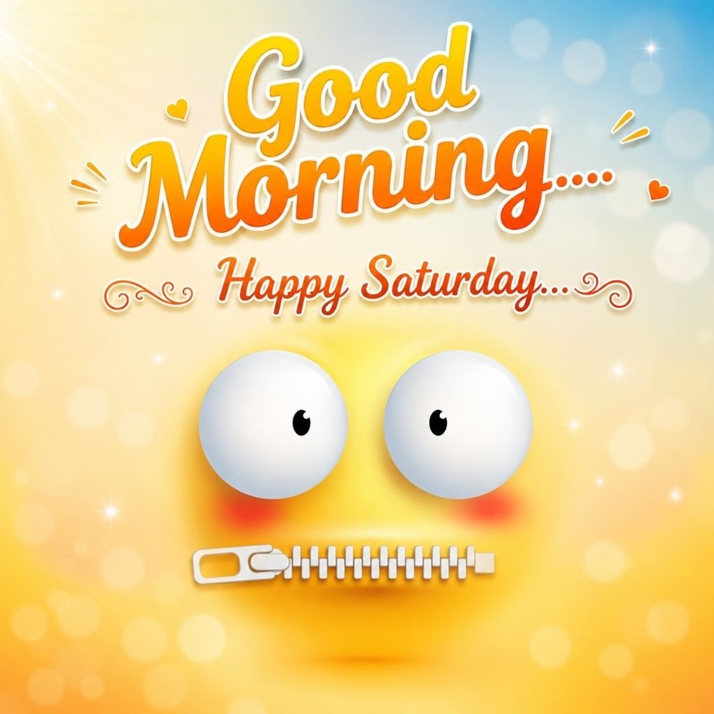 a funny zipper-mouth emoji face happy saturday funny quotes