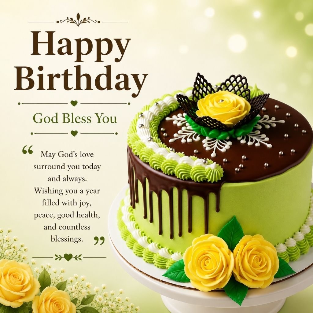 a green and chocolate drip cake bestie birthday wishes