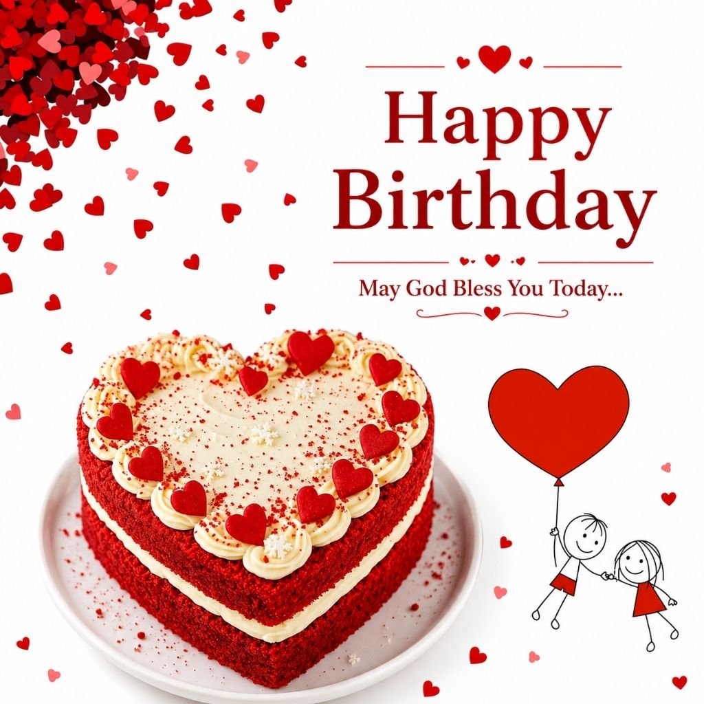 a heart-shaped red velvet cake happy birthday wishes for girlfriend