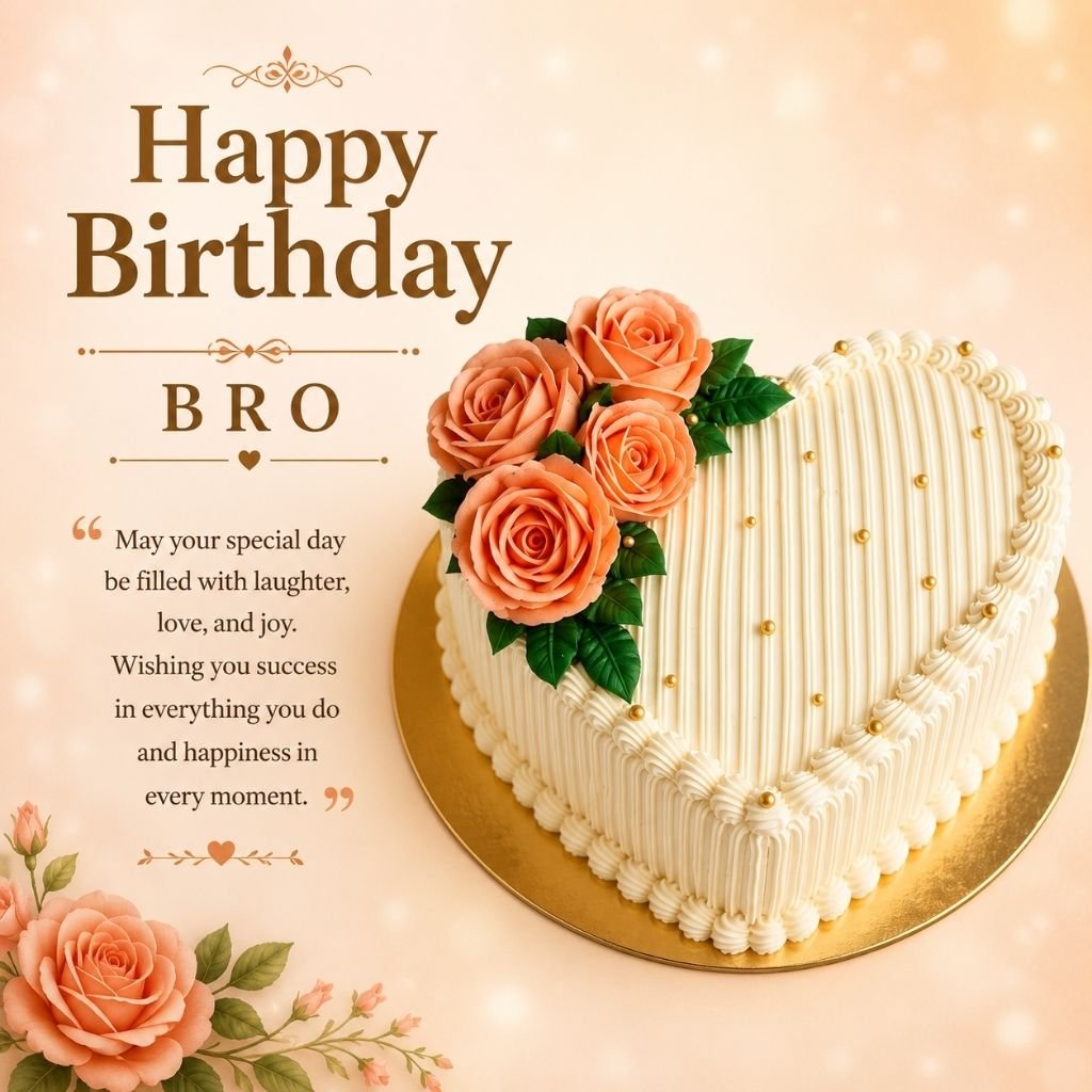 a heart-shaped white cake unique birthday wishes for brother
