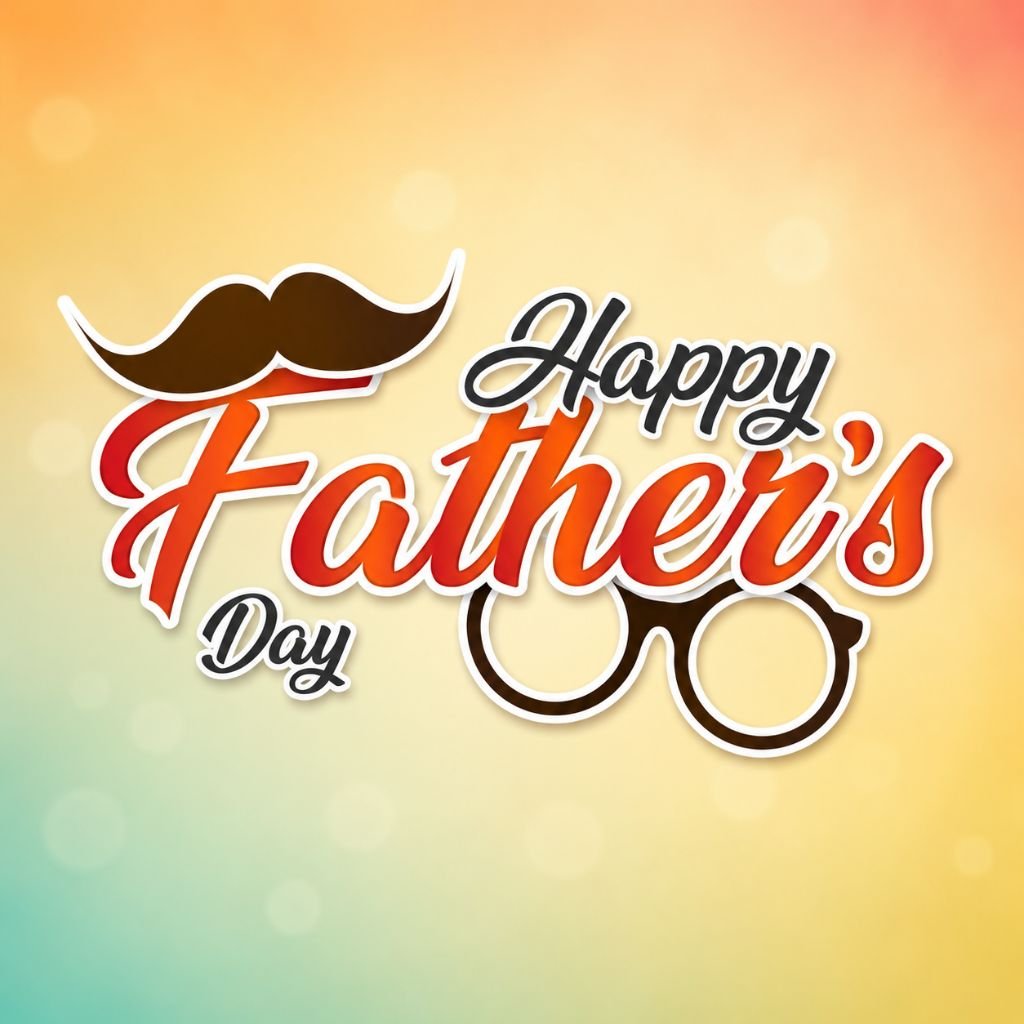 a mustache and eyeglasses Happy Father’s Day wishes