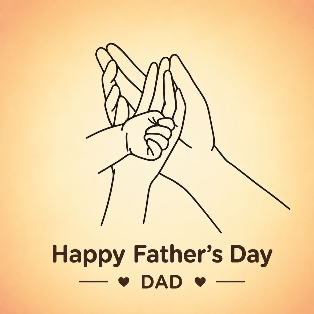a parent and child holding hands Happy Fathers Day line drawing