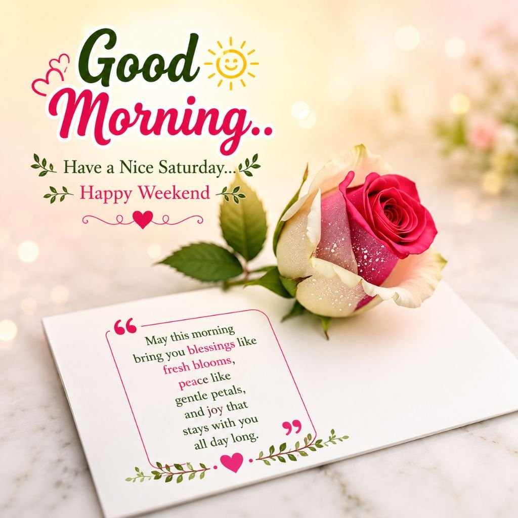 a pink and white rose saturday morning blessings